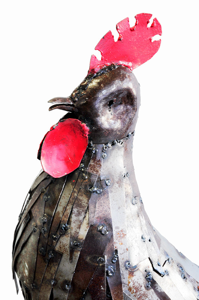 Kenyan Recycled Metal Rooster Sculpture