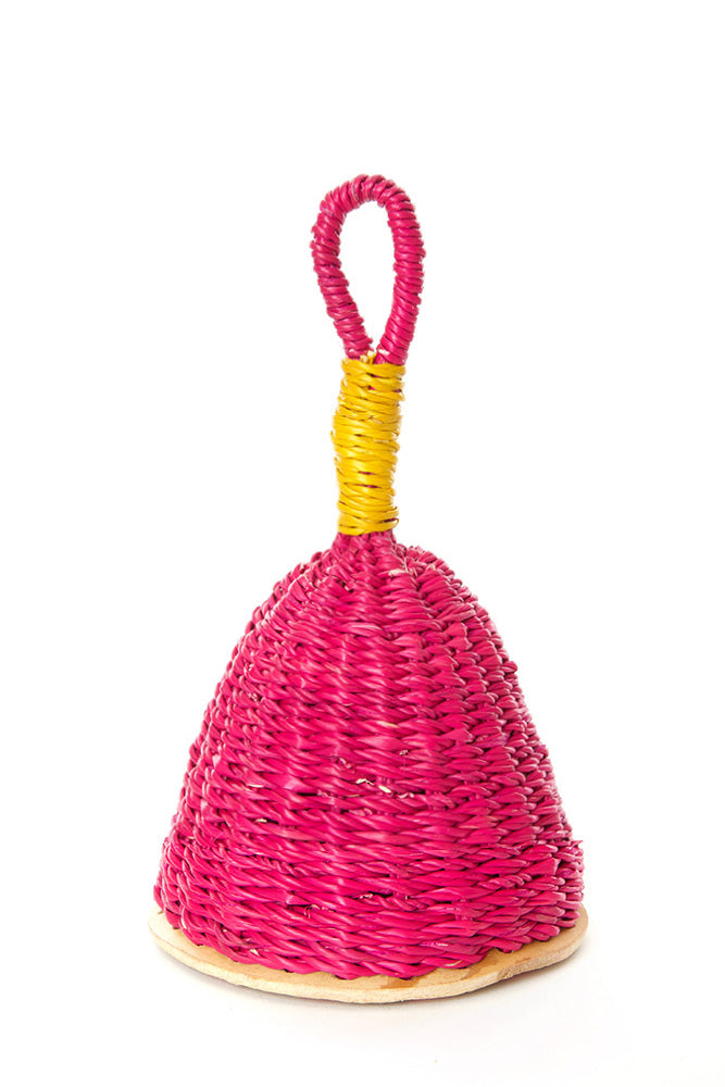 Pink and Yellow Woven Elephant Grass Rattles