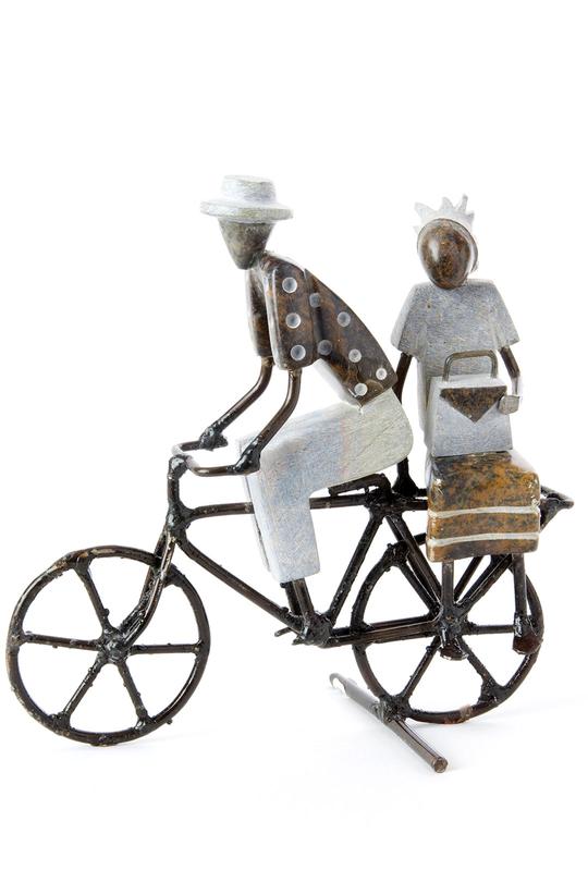 Zimbabwean Simple Life Stone & Metal Bicycling Couple