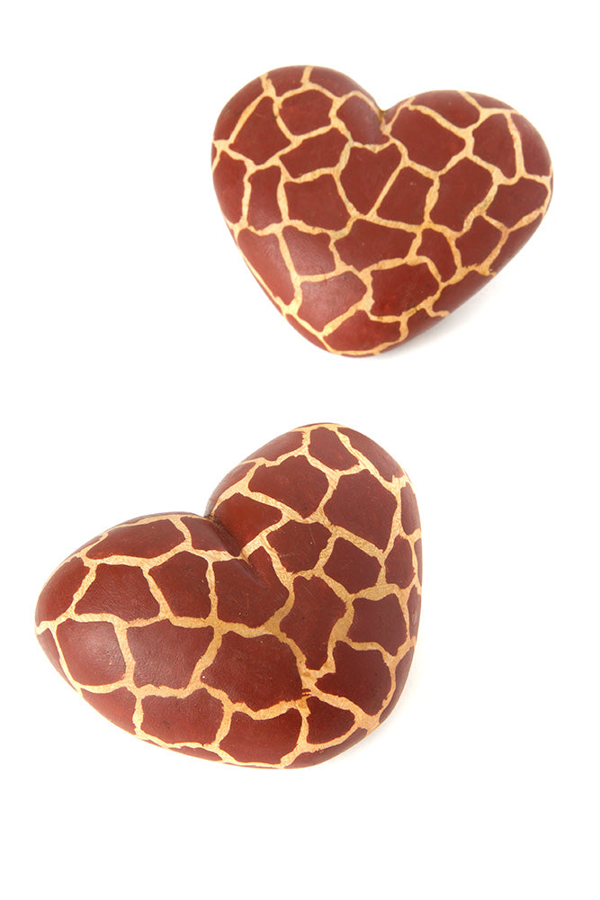 Kenyan Jacaranda Wood Giraffe Print Heart