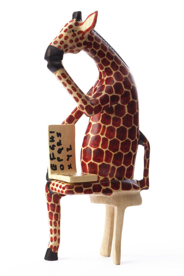 Sitting Giraffe Reader Sculpture