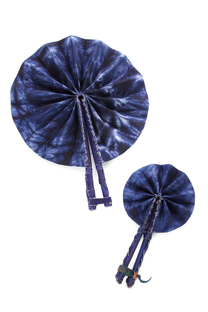 Deep Indigo Resist Dyed African Hand Fan