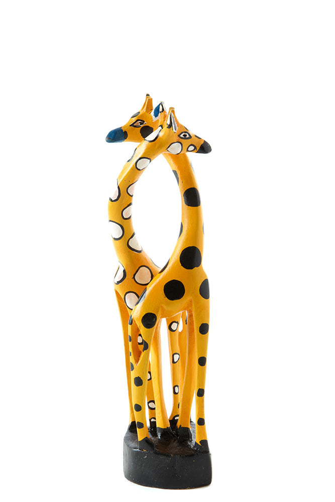 Small Yellow East & West Jacaranda Wood Giraffe Sculpture