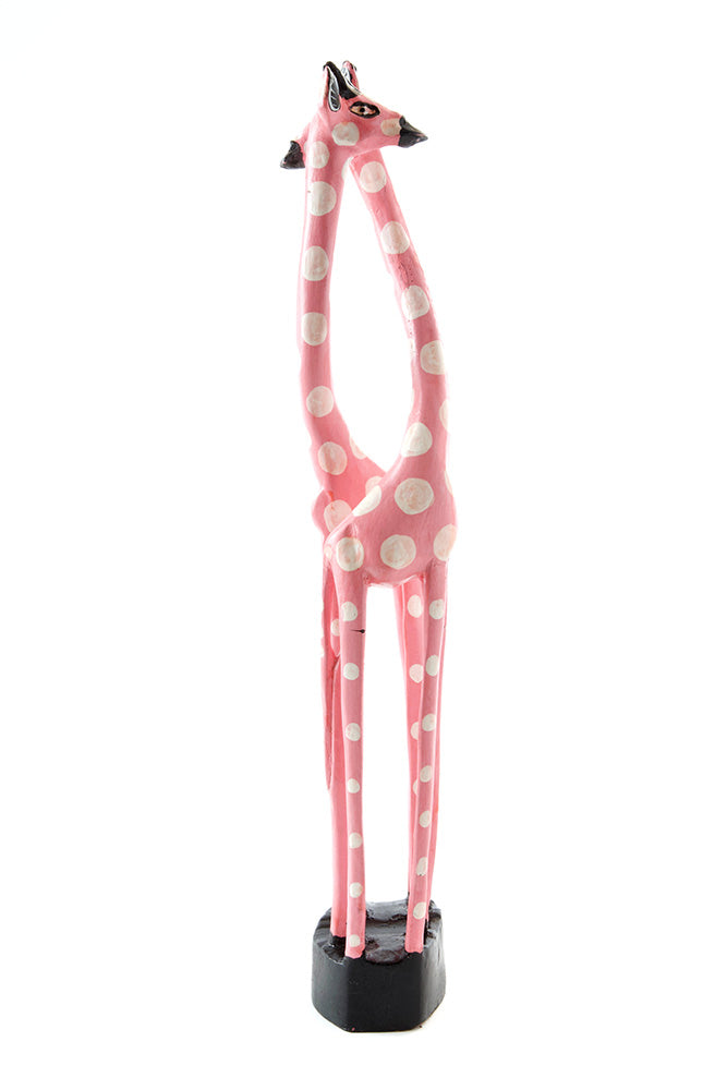 Tall Pink East & West Jacaranda Wood Giraffe Sculpture