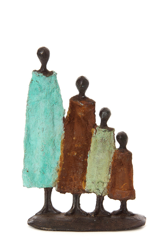 Burkina Bronze Nomad Family of Four Sculptures