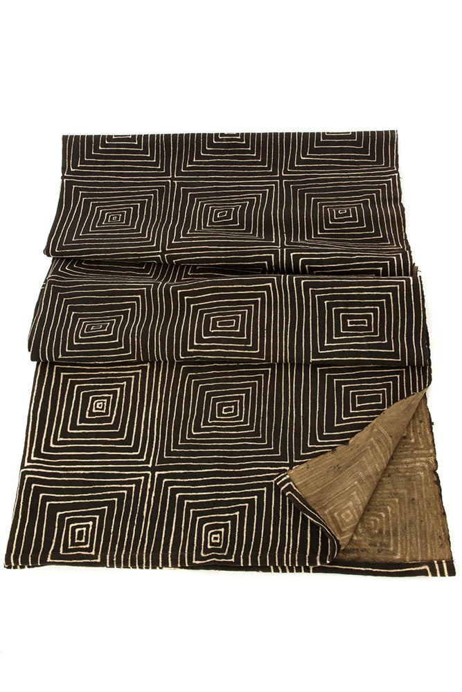 Black Segou Squares Organic Cotton Mudcloth Throw