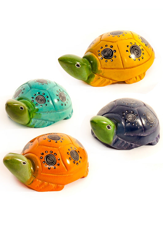 Set of Four Colorful Soapstone Turtles