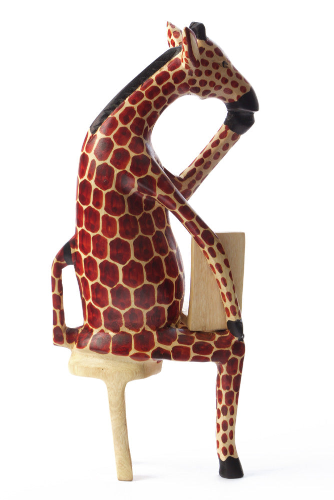 Sitting Giraffe Reader Sculpture