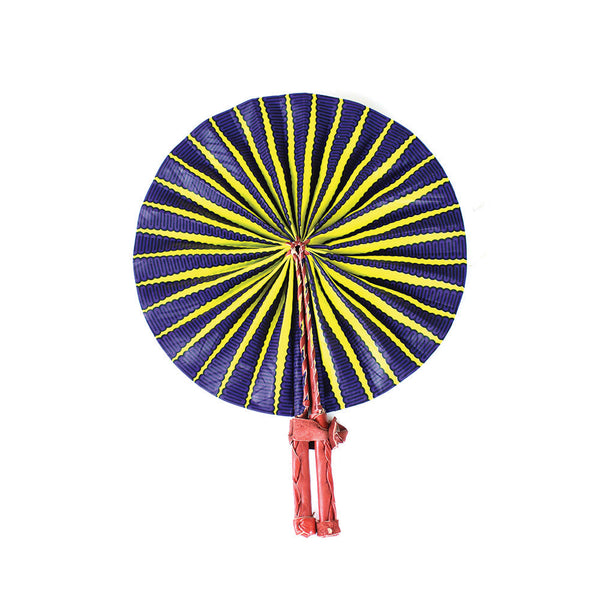 Purple and Yellow African Print Folding Fan