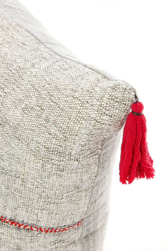 Ethiopian Cotton & Silk Estella Pillow with Scarlet Tassels and Optional Insert