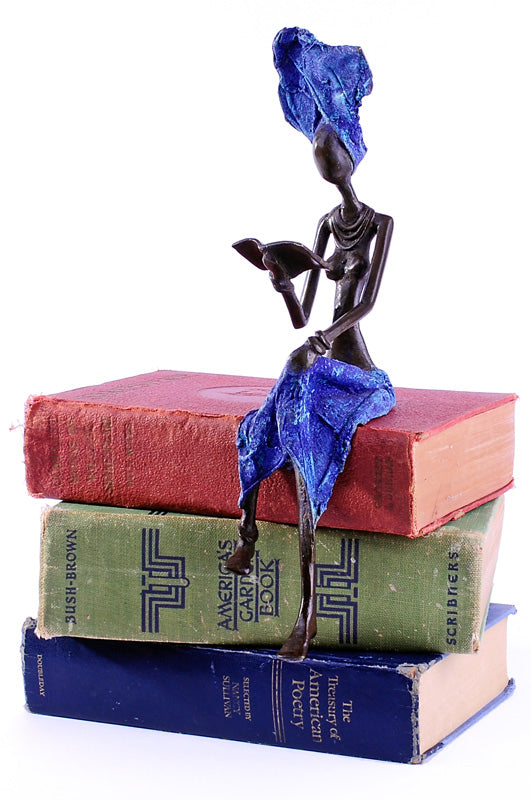 Literate Lady Burkina Bronze Sculpture