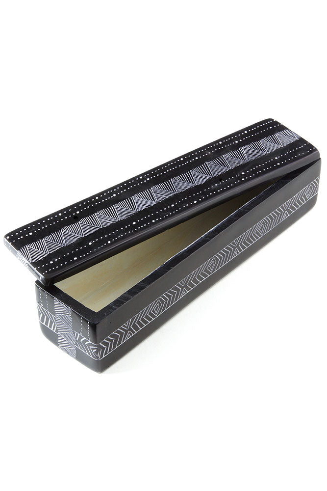 Black Fine Line Soapstone Pencil Box