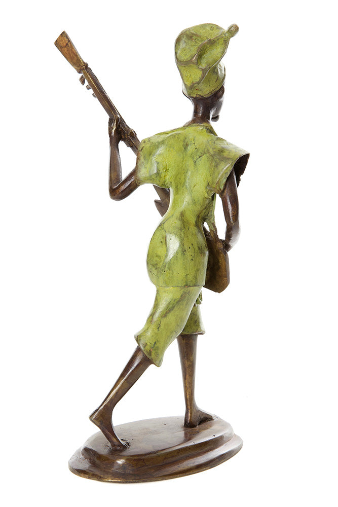 Burkina Bronze Griot Musician with Xalam Sculpture