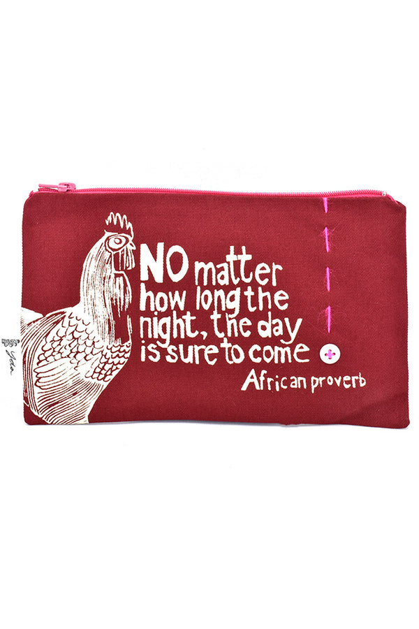 Red The Day is Sure to Come 8" African Proverb Pouch