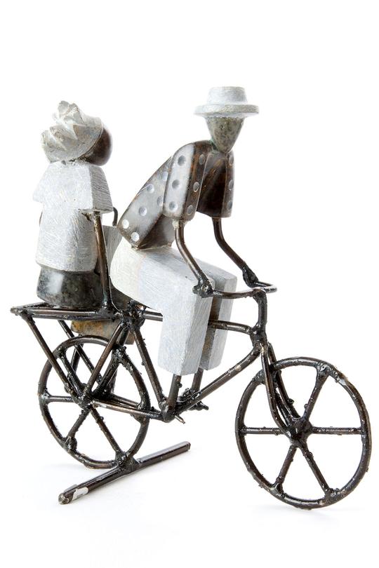 Zimbabwean Simple Life Stone & Metal Bicycling Couple