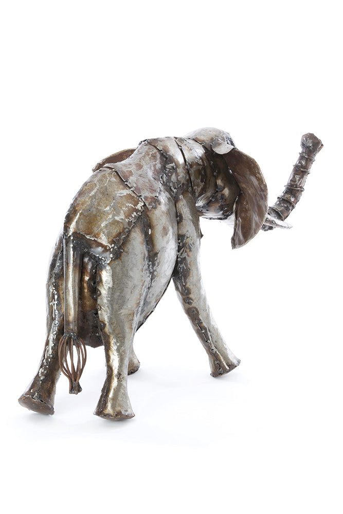 Kenyan Recycled Metal Baby Elephant Sculpture