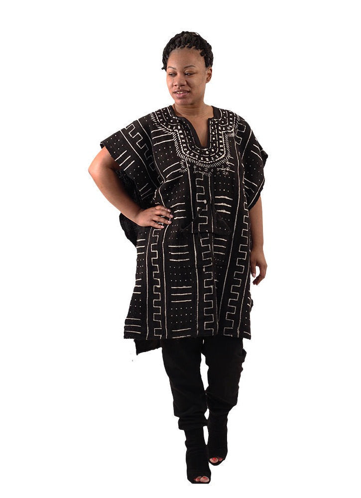 Mud Cloth Boxy Poncho