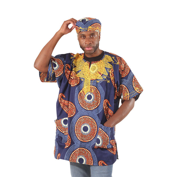 Embroidered African Print Dashiki