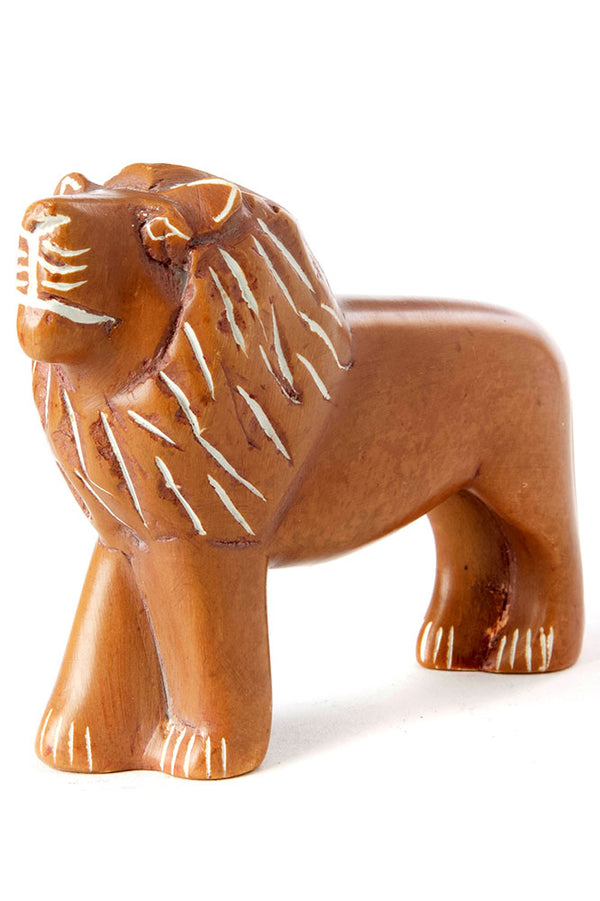 Tawny Kenyan Soapstone Lion Sculpture