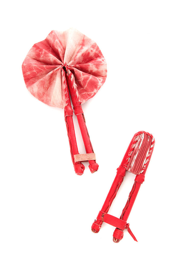 Petite Red Resist Dyed African Hand Fan