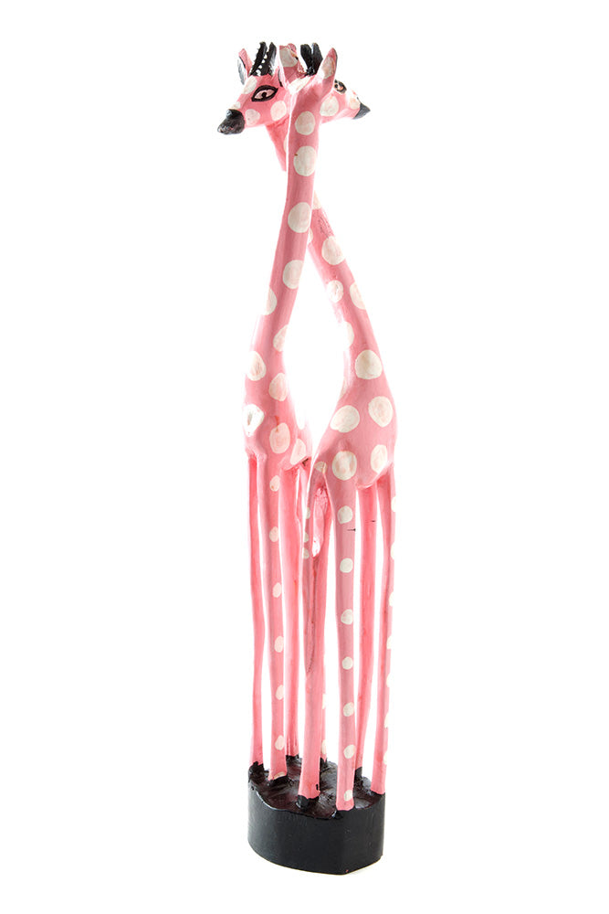 Tall Pink East & West Jacaranda Wood Giraffe Sculpture