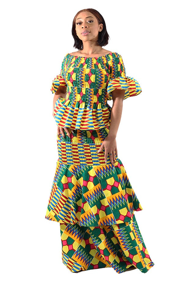 Kente 2-Piece Elastic Skirt Set