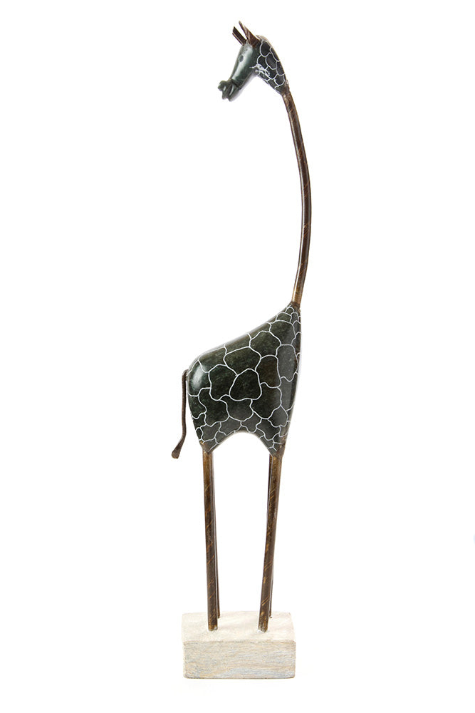 Shona Serpentine Stone and Metal Giraffe Sculptures