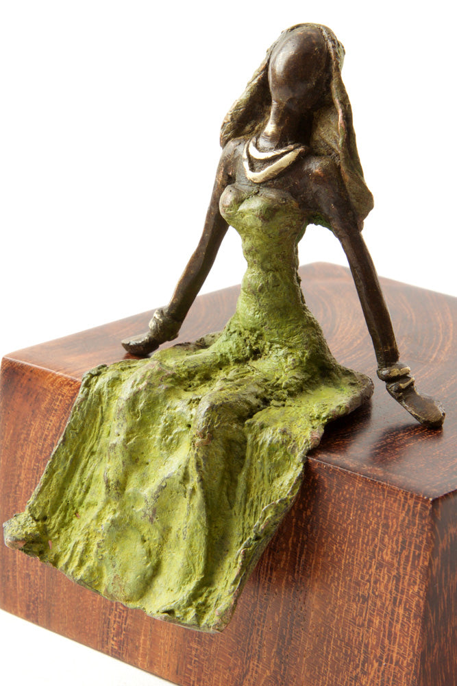 Seated Beauty Burkina Bronze Sculpture