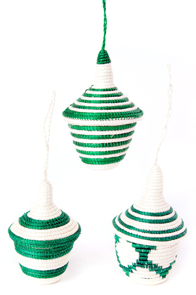 Green and Natural Rwandan Giving Basket Ornament