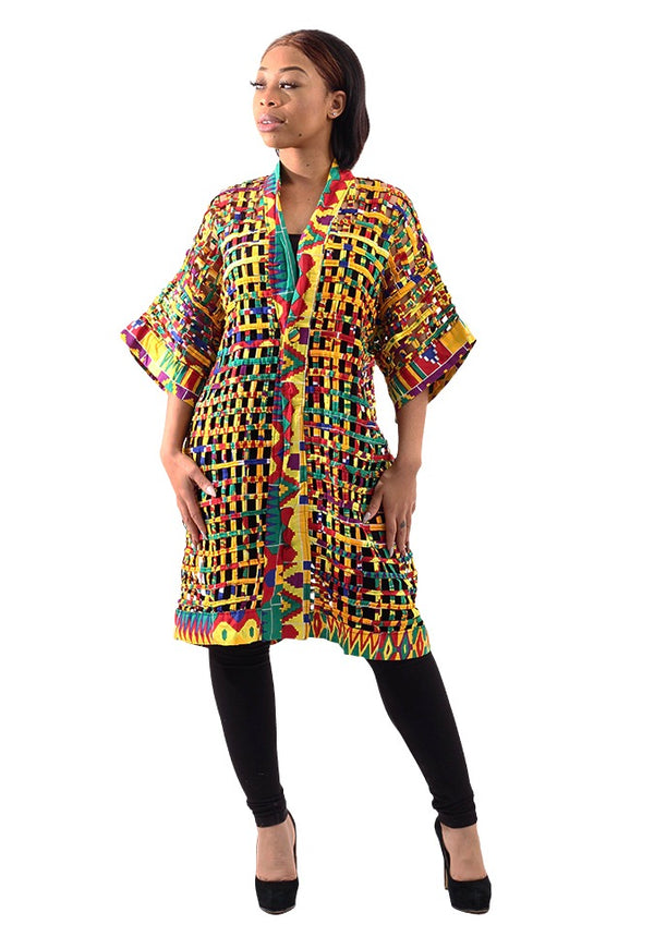 African-Made Kente Mesh Cape-Jacket