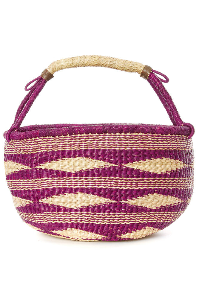 Plum Diamond Handwoven Decorative Bolga Basket