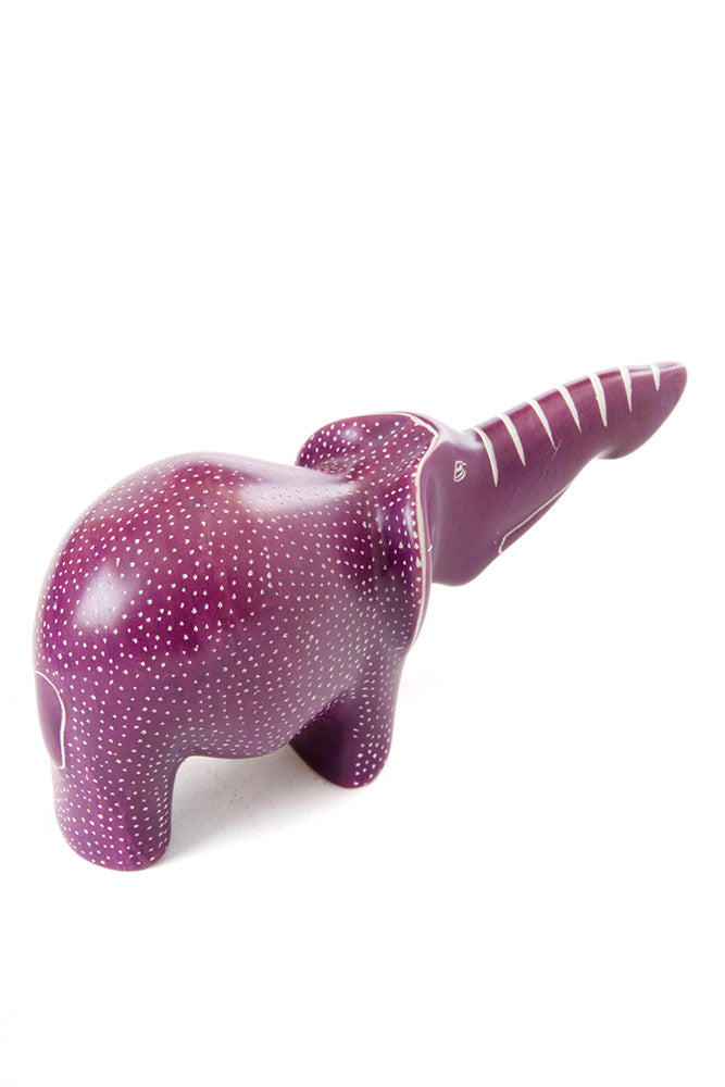 Small Purple Polka Dot Elephant with Trunk Up