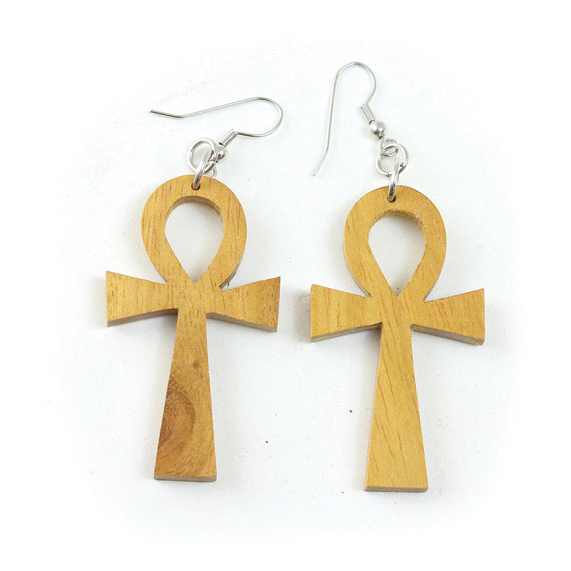 Wooden Ankh Earrings - SM