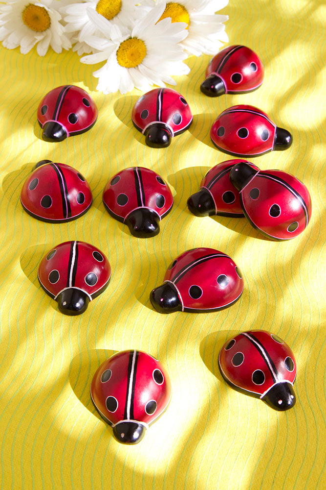 One Dozen Miniature Soapstone Good Luck Lady Bugs