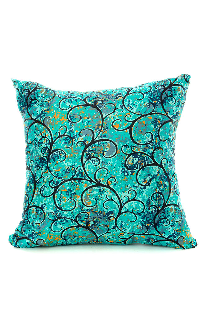 Turquoise Vine Pillow Cover from Nigeria with Optional Insert