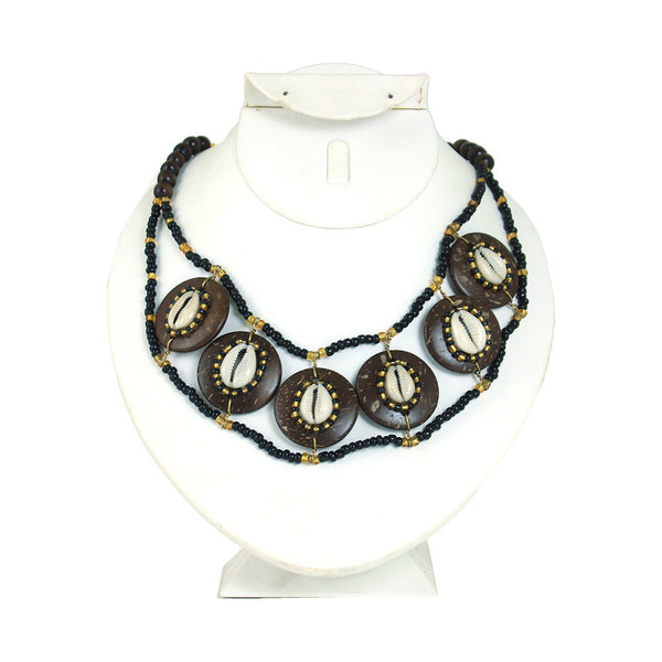 Bone Disc Cowrie Shell Choker