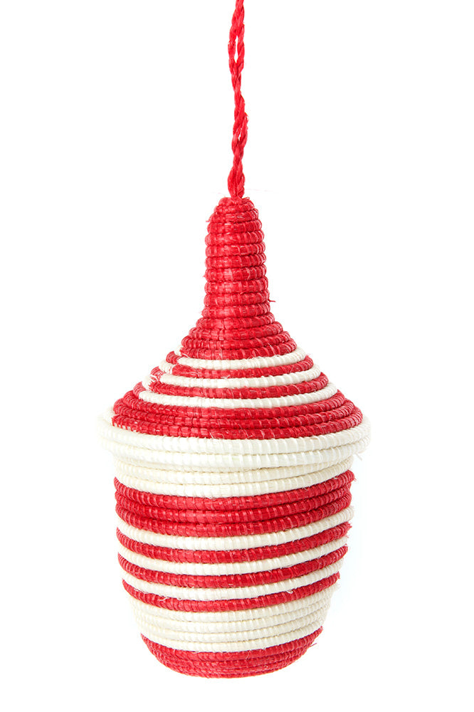 Red and Natural Rwandan Giving Basket Ornament