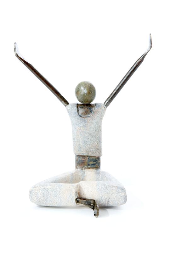 Stone and Metal Yogi Sculpture with Outstretched Arms