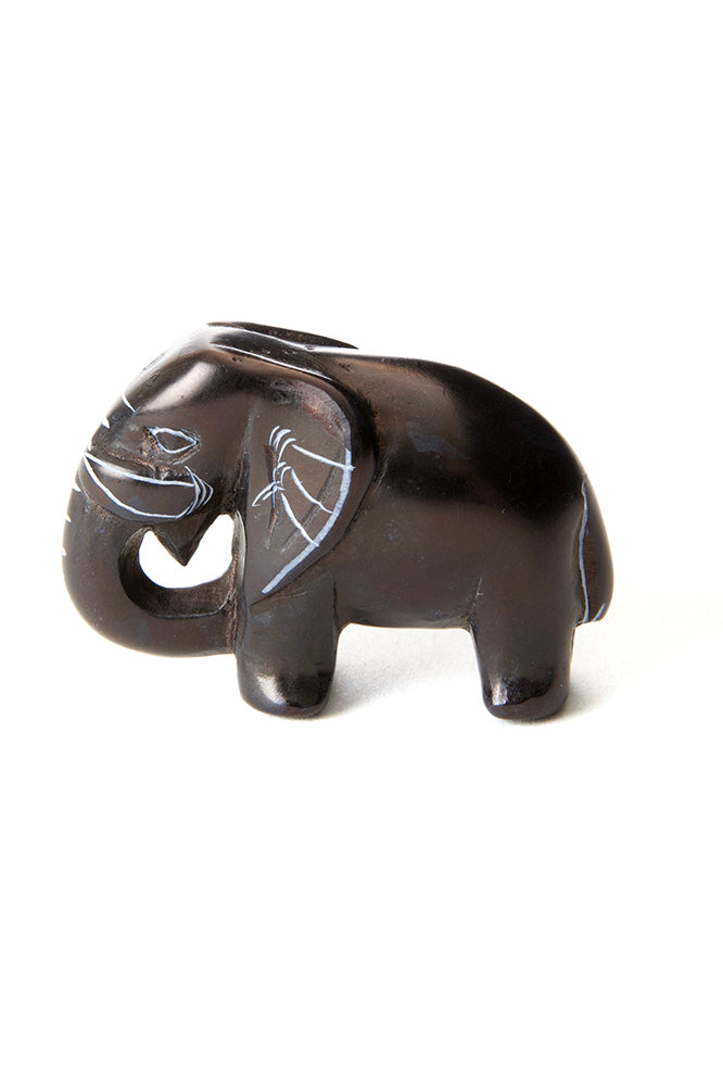 One Dozen Tiny Black Soapstone Elephants