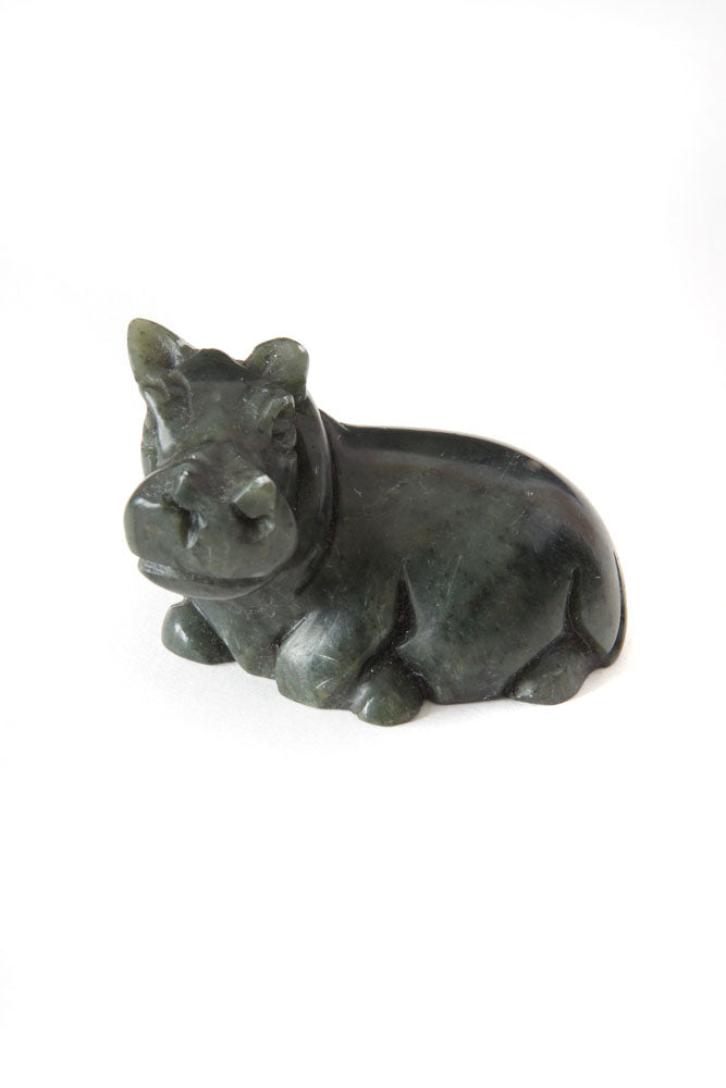 Tiny Zimbabwean Serpentine Hippo Sculpture