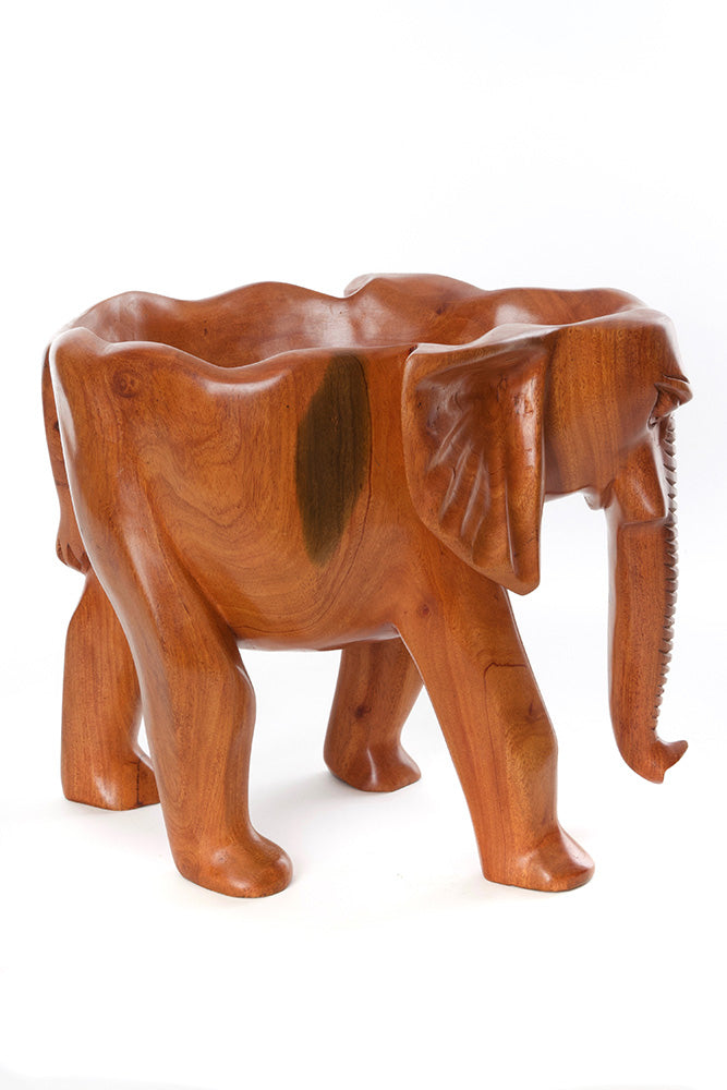 Hand Carved Mahogany Elephant Bowl