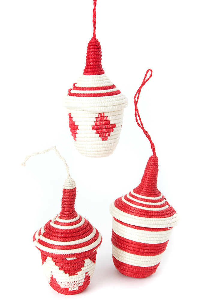 Red and Natural Rwandan Giving Basket Ornament