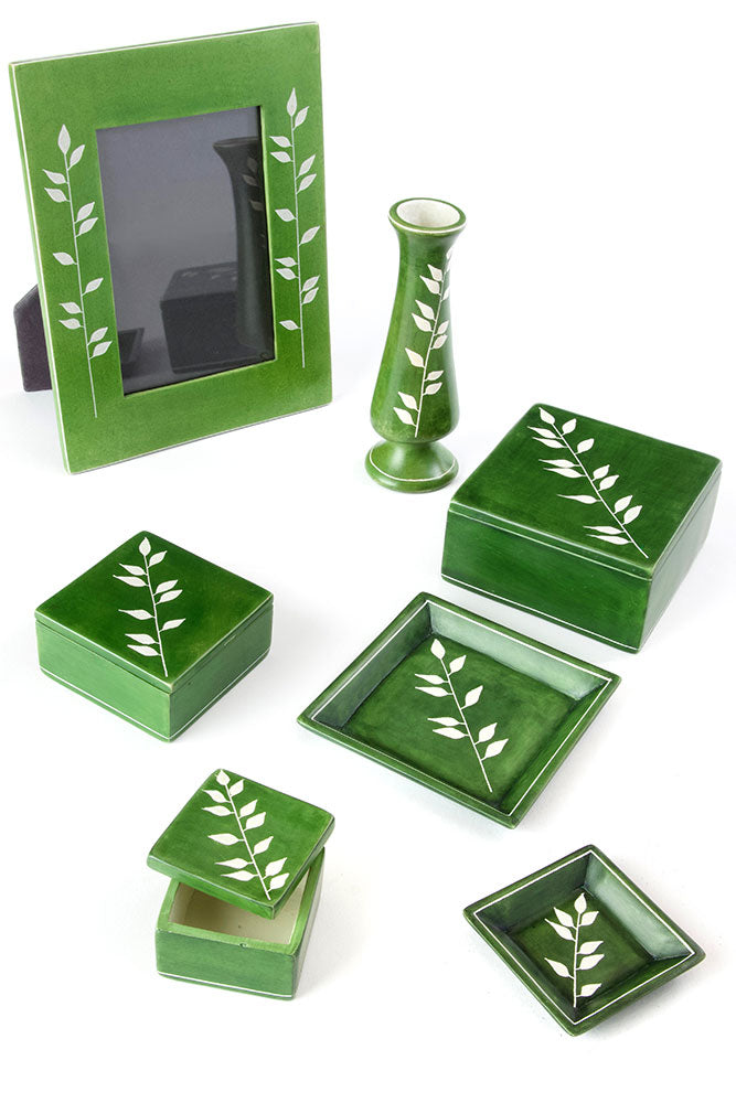 Green African Bamboo Soapstone Picture Frame