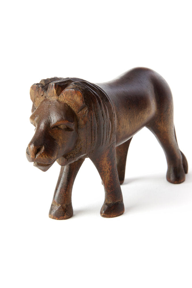 Kenyan Jacaranda Wooden Lion Sculpture