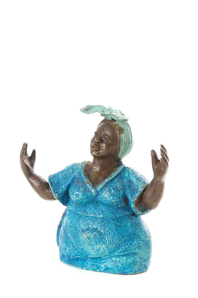 Glory Blue Burkina Bronze Sculpture in Three Sizes