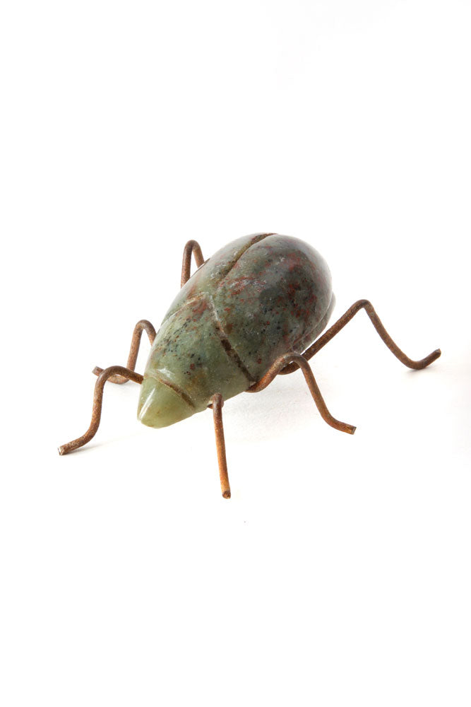 Assorted Zimbabwean Stone and Wire Beetle Sculptures