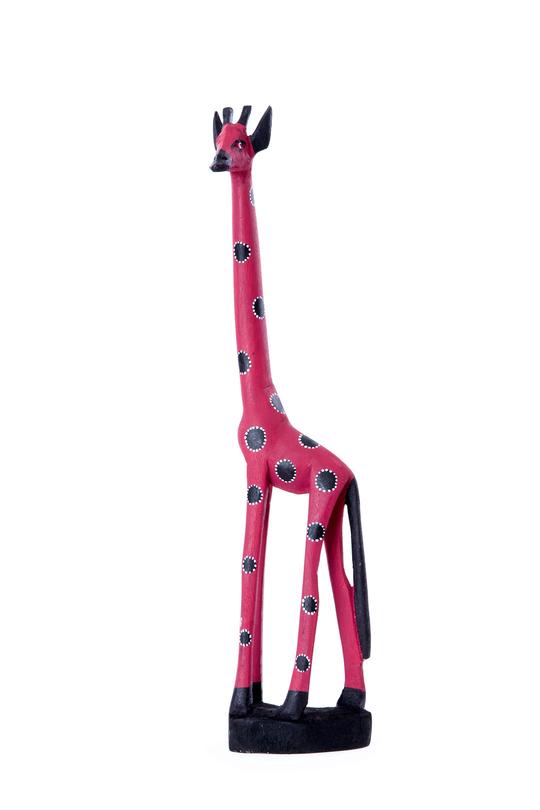 Magenta Jacaranda Wood Giraffe Sculptures