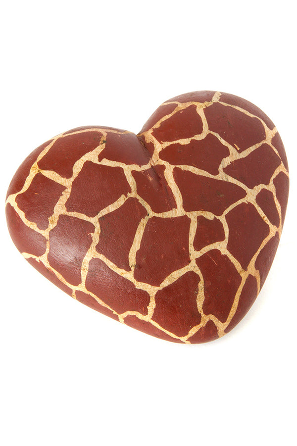 Kenyan Jacaranda Wood Giraffe Print Heart