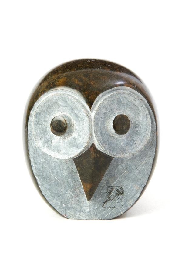 Small Shona Serpentine Stone Owl Sculpture