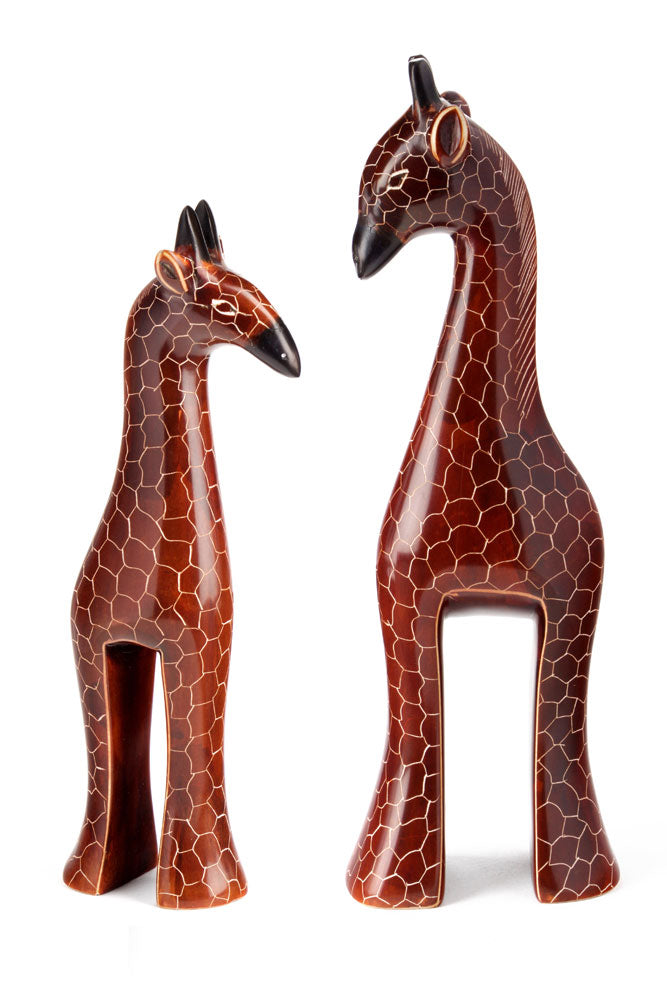 Kenyan Soapstone Stately Giraffe Sculptures